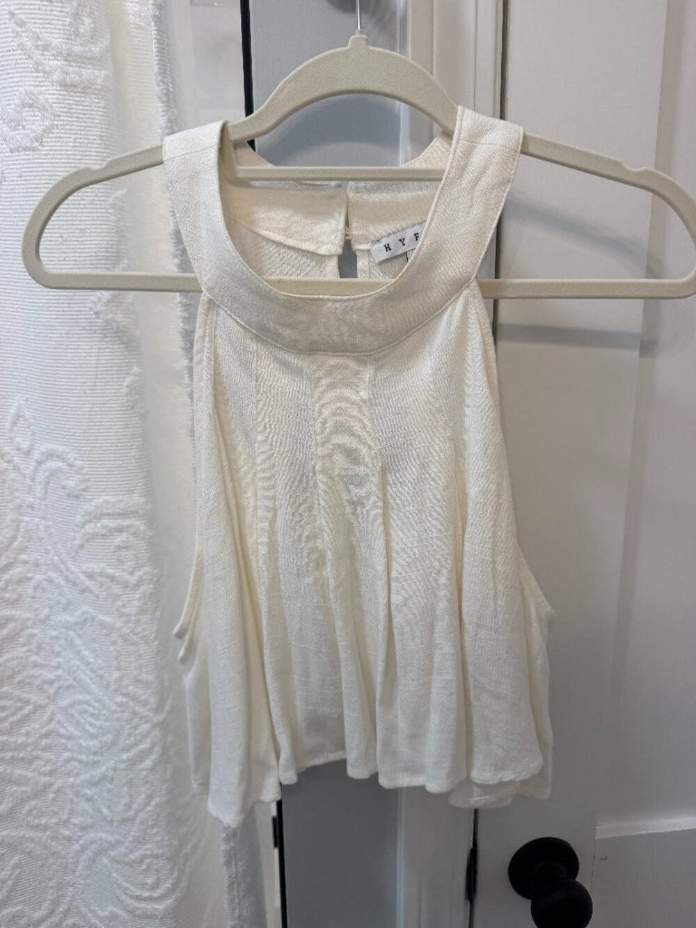 White high neck crop top